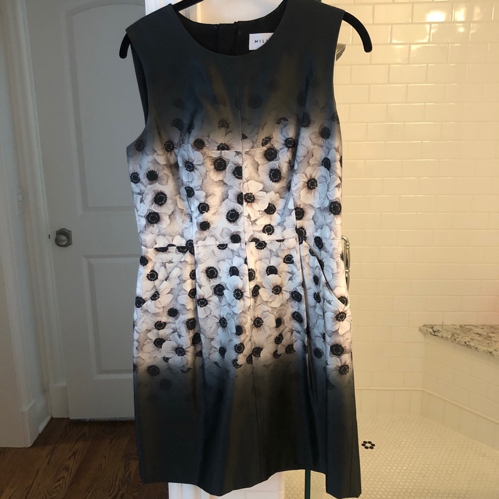 Milly Black and White Flowered Dress